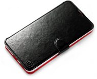 Mobiwear Flip puzdro pre Samsung Galaxy S21 FE – C_BLP Black & Orange s oranžovým vnútrom - Puzdro na mobil