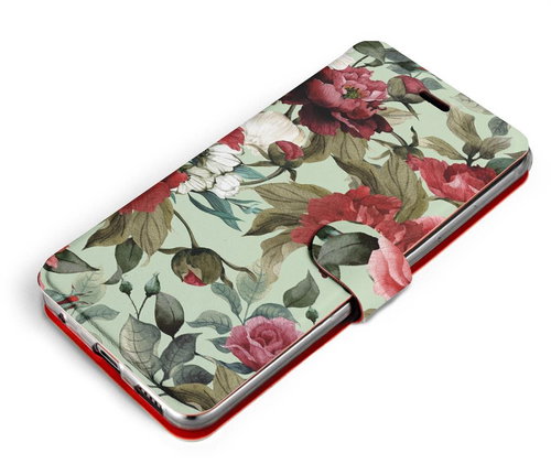 Mobiwear Flip case for Vivo Y33s - MD06P Roses and flowers on light green - Phone Case - Main image