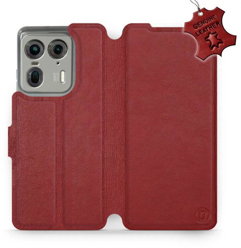 Leather Mobiwear flip book for Motorola EDGE 50 Ultra - Dark Red - L_DRS - Phone Case - Main image