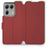 Mobiwear Soft Touch flip book for Motorola EDGE 50 Ultra - Brick & Beige - Phone Case