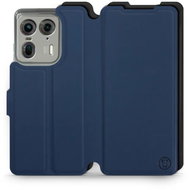 Mobiwear Soft Touch flip book for Motorola EDGE 50 Ultra - Blue & Black - Phone Case