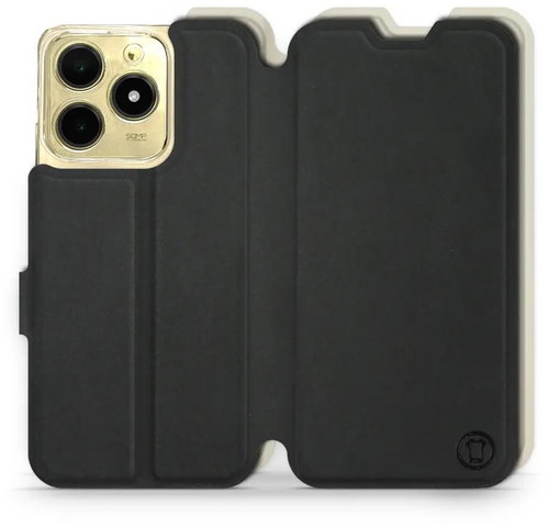Mobiwear Soft Touch flip book for Realme C61 - Black & Beige - Phone Case - Main image