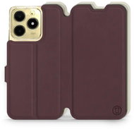 Mobiwear Soft Touch flip book for Realme C61 - Burgundy & Beige - Phone Case