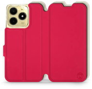 Mobiwear Soft Touch flip book for Realme C61 - Red & Beige - Phone Case