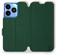 Mobiwear Soft Touch flip book for Realme C63 - Green & Beige - Phone Case