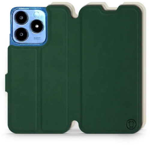 Mobiwear Soft Touch flip book for Realme C63 - Green & Beige - Phone Case - Main image