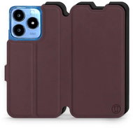 Mobiwear Soft Touch flip book for Realme C63 - Burgundy & Black - Phone Case