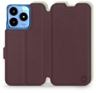 Mobiwear Soft Touch flip book for Realme C63 - Burgundy & Beige - Phone Case