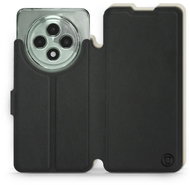 Mobiwear Soft Touch flip book for Oppo Reno12 FS 5G - Black & Beige - Phone Case