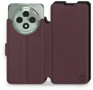 Mobiwear Soft Touch flip book for Oppo Reno12 FS 5G - Burgundy & Black - Phone Case