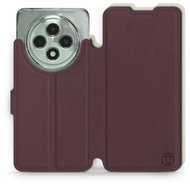 Mobiwear Soft Touch flip book for Oppo Reno12 FS 5G - Burgundy & Beige - Phone Case