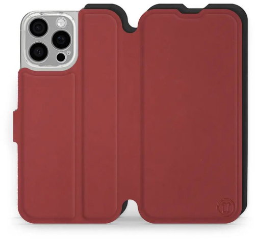Mobiwear Soft Touch flip book for Apple iPhone 16 Pro Max - Brick & Black - Phone Case - Main image