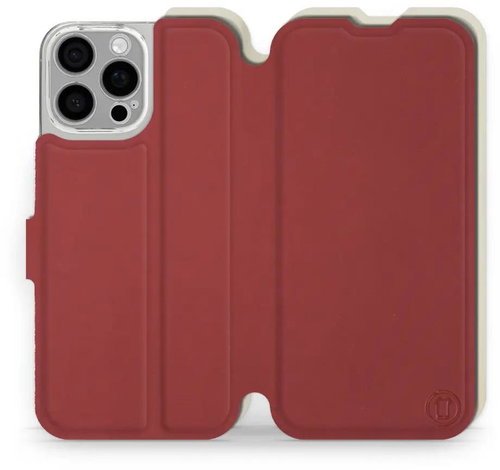 Mobiwear Soft Touch flip book for Apple iPhone 16 Pro Max - Brick & Beige - Phone Case - Main image