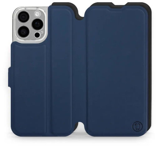 Mobiwear Soft Touch flip book for Apple iPhone 16 Pro Max - Blue & Black - Phone Case - Main image