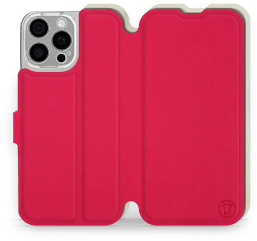 Mobiwear Soft Touch flip book for Apple iPhone 16 Pro Max - Red & Beige - Phone Case - Main image