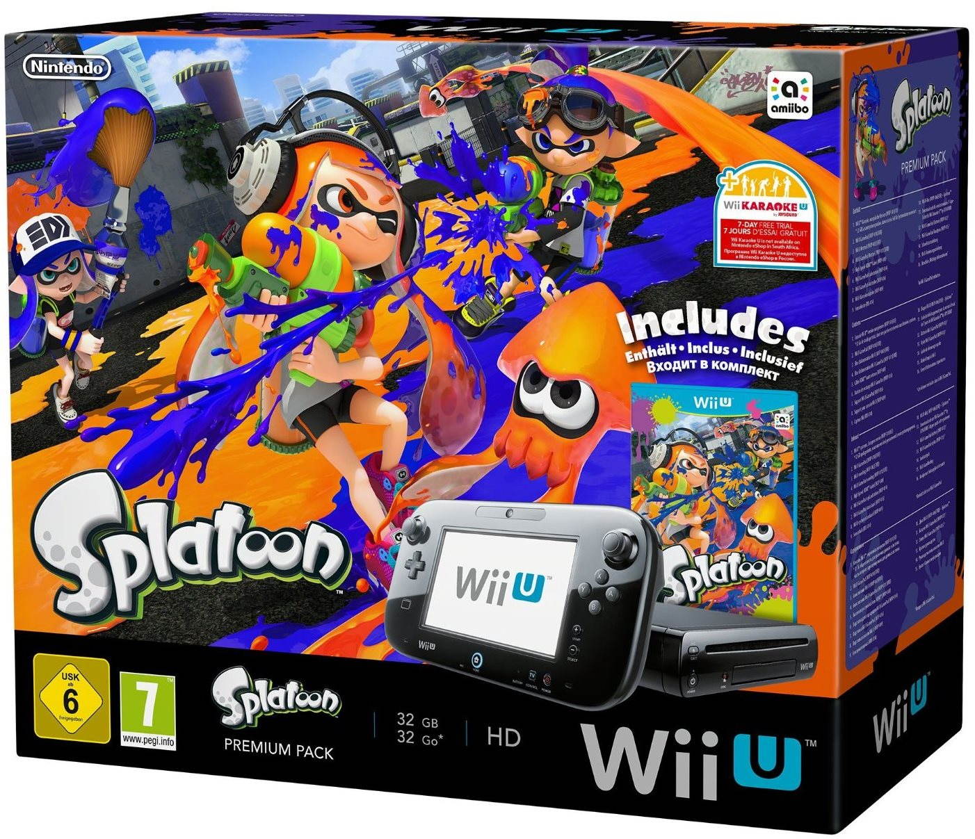 Nintendo Wii U Black Premium Pack (32GB) + Splatoon - Herní