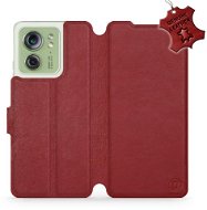Kožené Mobiwear flip pro Motorola Edge 40 5G - tmavě červené - L_DRS - Phone Case