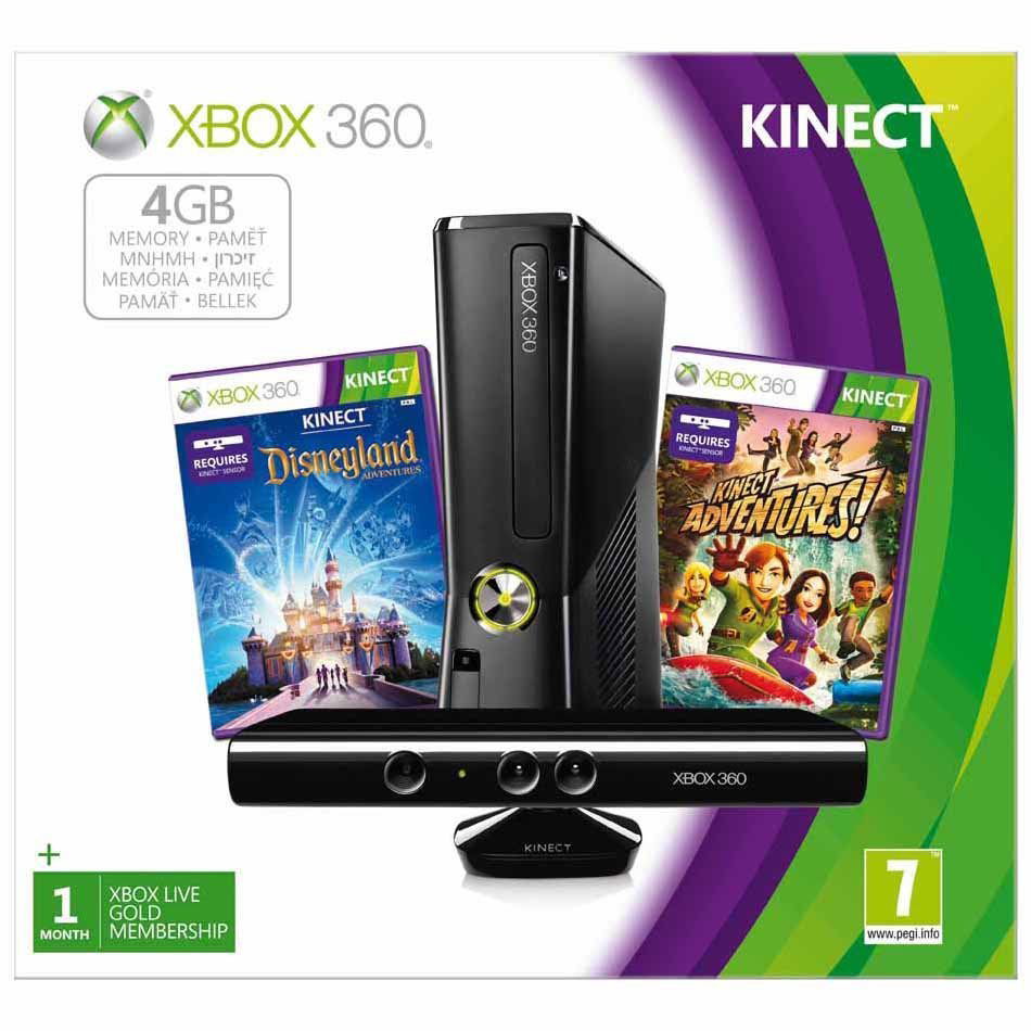 Microsoft Xbox 360 4GB Kinect Bundle + Kinect Adventures + Disney