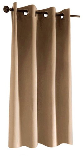 Mybesthome New Vitoria Blackout Blackout blackout short curtain with rings, 135 × 160 cm, beige, 1 p - Drape - Main image