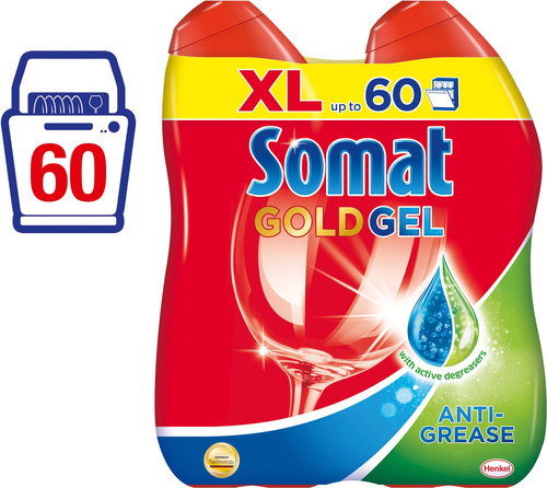 SOMAT Gold Gel Antigrease 2x600ml - Dishwasher Gel - Main image