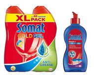 SOMAT Gold Gel Anti-Grease XL 2x600 ml + SOMAT Rinser 2in1 500 ml - Sada drogerie