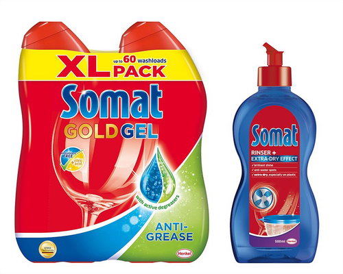 SOMAT Gold Gel Anti-Grease 2x600ml + SOMAT Rinse Aid 2in1 500ml - Toiletry Set - Main image