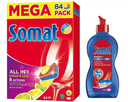 SOMAT All in One Lemon & Lime MEGA 84pcs + SOMAT Rinser 2in1 500ml - Toiletry Set - Main image