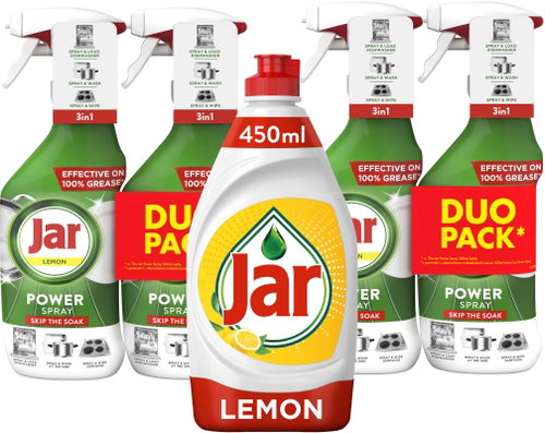 JAR Power Spray 3v1 4× 500 ml + JAR Citron 450 ml - Dish Soap - Main image