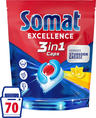 SOMAT 3in1 Lemon 70 pcs - Dishwasher Tablets - Main image