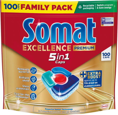 SOMAT Excellence 5v1 100 ks Main image SOMAT Excellence 5v1 100 ks - Dishwasher Tablets - Main image