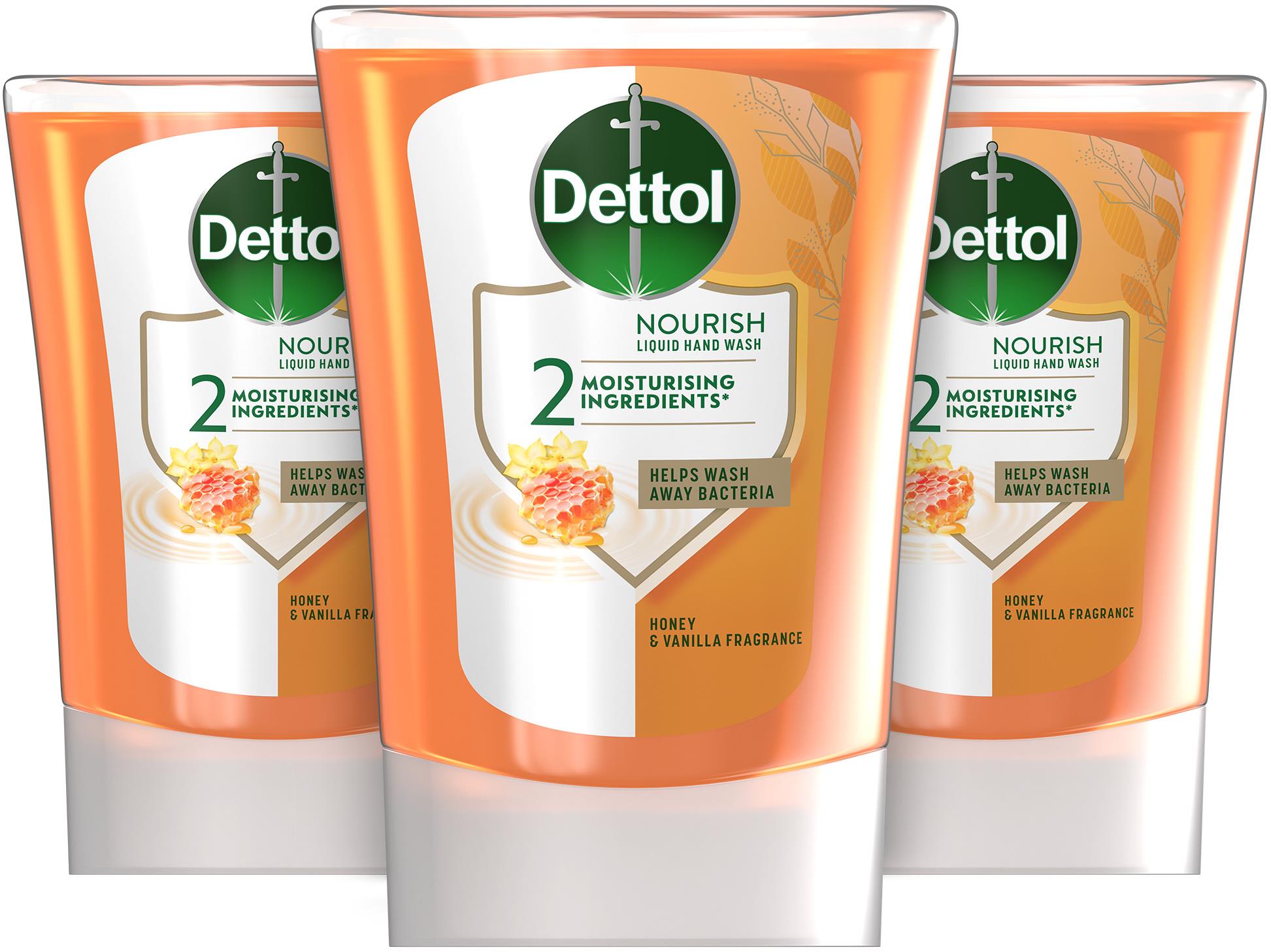 DETTOL Érintés nélküli kézmosó készülék utántöltő - Méz és vanília, 3× 250 ml