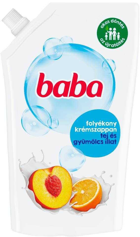 Baba folyékony szappan utántöltő tej és gyümölcs illat 500 ml