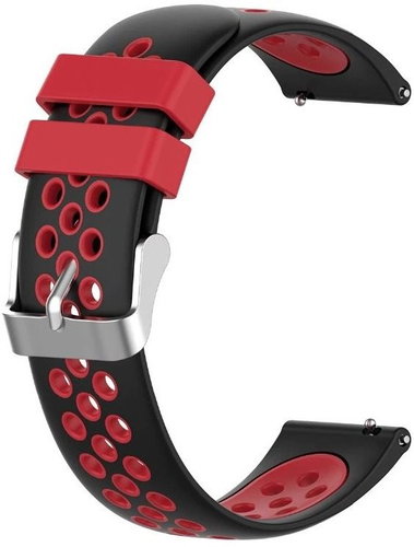 Black and Red Perforated Strap 22mm - Watch Strap - Main image