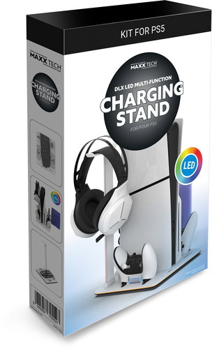 Maxx Tech Vertical LED Multifunction Stand for PS5 (all versions) - Game Console Stand - Main image