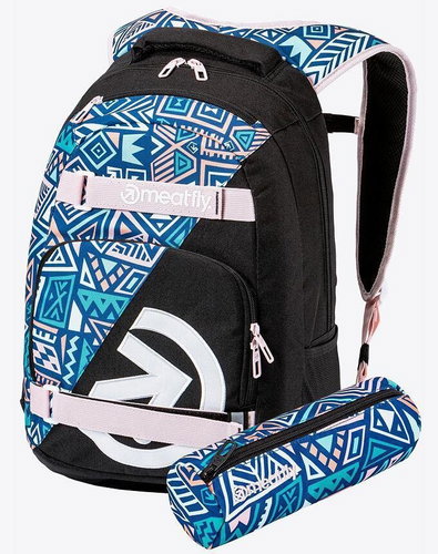 Meatfly Exile, Dancing Mint / Black, 24 L + free pencil case - School Backpack - Main image