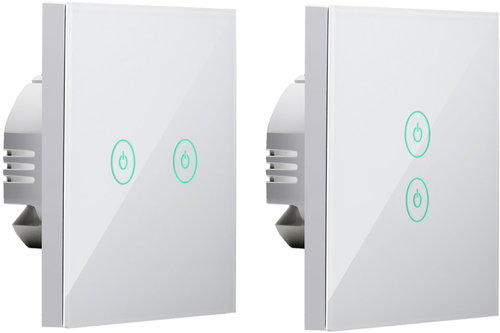 Meross UK/EU Smart WiFi Wall Switch White - 2 Gang - Toggle Switch - Main image