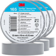 3M Insulating tape Temflex 165, size 15 mm x 10 m x 0,15 mm, colour grey, 3 pcs - Electrical Tape