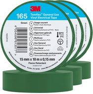 3M Insulating tape Temflex 165, size 15 mm x 10 m x 0,15 mm, colour green, 3 pcs - Electrical Tape
