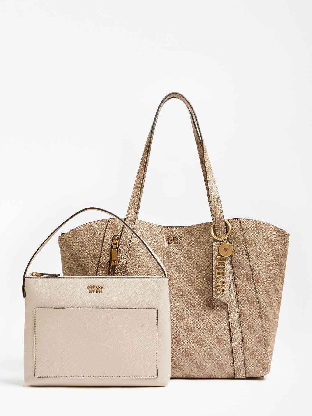 GUESS Naya 4g Logo All Over Shopper Latte Kabelka