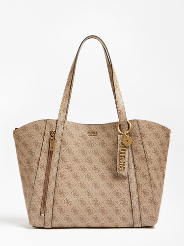 GUESS Naya 4g Logo All Over Shopper - Latte - Handbag - Main image
