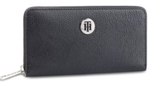TOMMY HILFIGER Monogram Plaque Zip-Around Wallet AW0AW06500 Navy Blue - Wallet - Main image