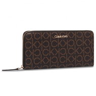CALVIN KLEIN Logo Zip-Around Wallet K60K6065600HD Brown Mono Mix - Wallet
