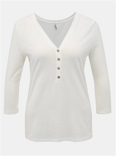 Only wide neck 3/4 sleeve top in white