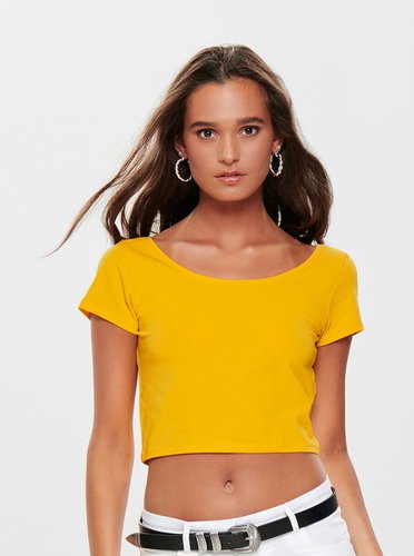 Yellow basic crop top ONLY Live XS - T-Shirt - Main image