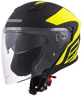 CASSIDA Jet Tech Corso, (Matte Black/Yellow Fluo, size 2XL) - Motorbike Helmet