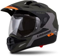 CASSIDA Tour 1.1 Specter, (Army Green Matte/Grey/Orange/Black, Size S) - Motorbike Helmet