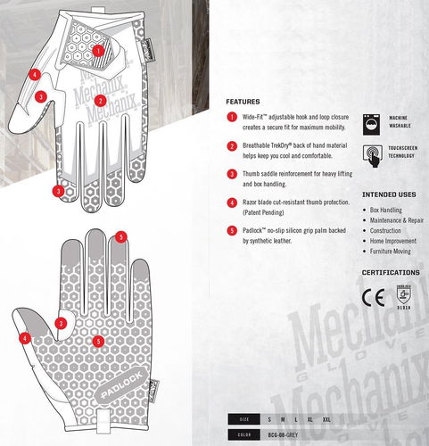 Mechanix Wear Box Cutter Gloves, XL - BCG-08-011