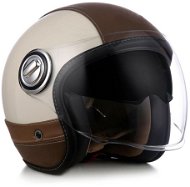 NOX HERITAGE (cream white, brown leather, size M) - Motorbike Helmet