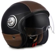 NOX HERITAGE (čierna matná, hnedá koža, veľkosť L) - Prilba na motorku