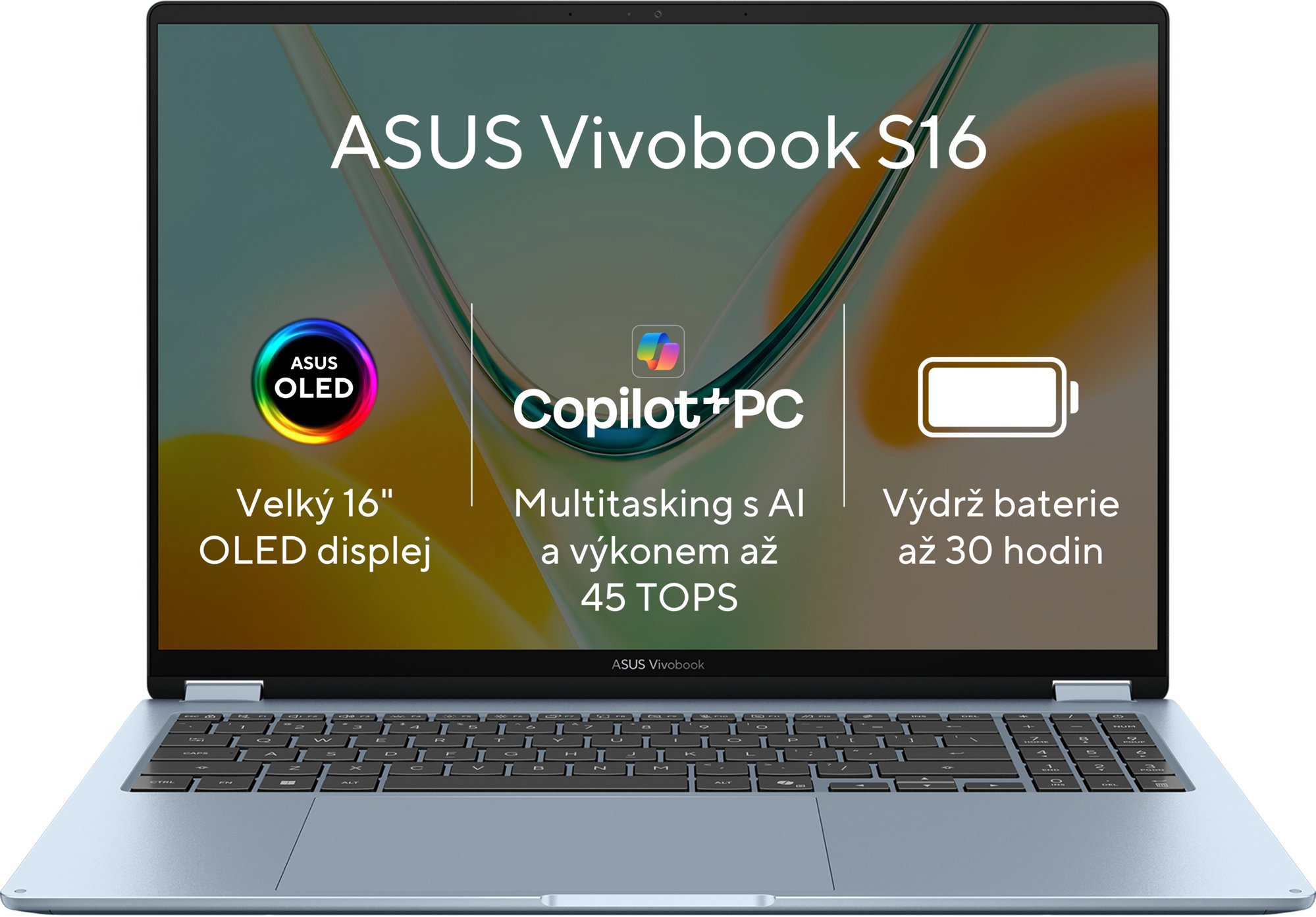 ASUS Vivobook S16 S5608QA-OLED304W Light Blue celokovový (bez adaptéru)